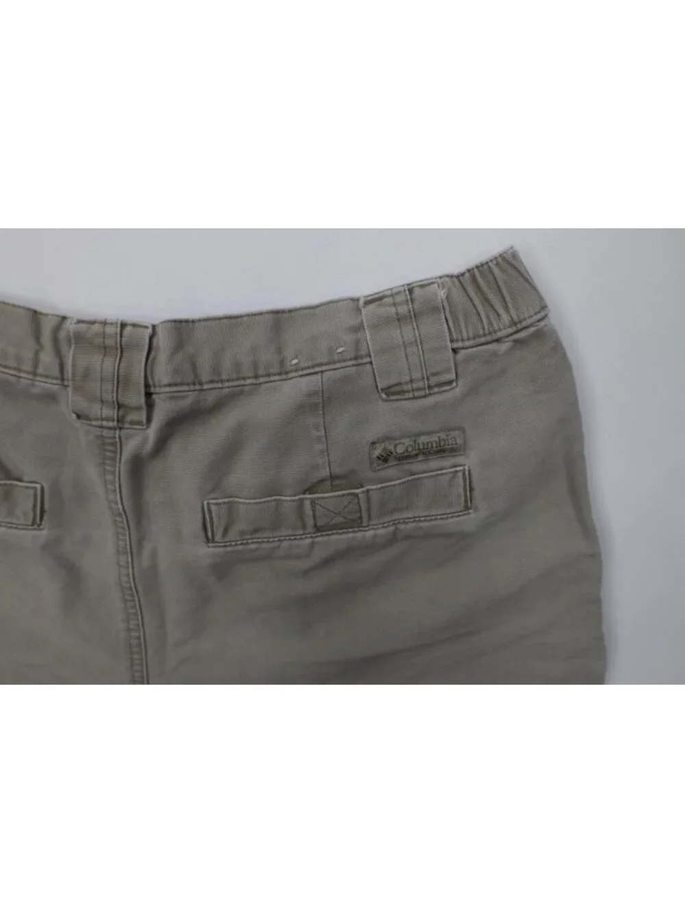Vintage 90s Y2K Columbia Mens 34 Faded Stonewash Canvas Above Knee Cargo Shorts